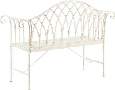 Zdjęcie produktu dla BELIANI Ławka ogrodowa biała metalowa dwuosobowa metalowa 130 cm styl vintage