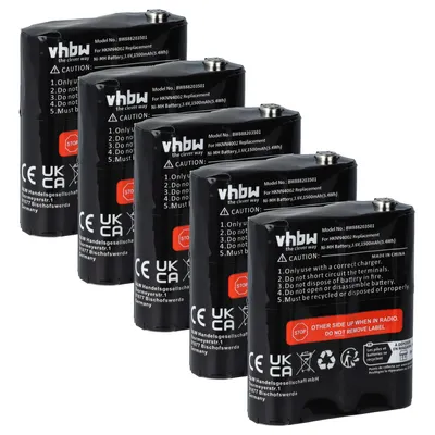 Produktbild von vhbw 5x Akku kompatibel mit Motorola Talkabout T8500R, T800, T8500, T6530, T82, T82 Extreme Funkgerät, Walkie Talkie (1500 mAh, 3,6 V, NiMH)