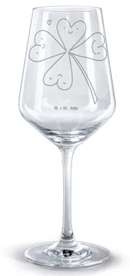 Produktbild von Mr. & Mrs. Panda Weinglas Blume Kleeblatt - Transparent - Geschenk, Umzug, Motivation, Rotwein Glas, graviert, Glücksbringer, für, Glück, Garten, wein, Kleeblätter