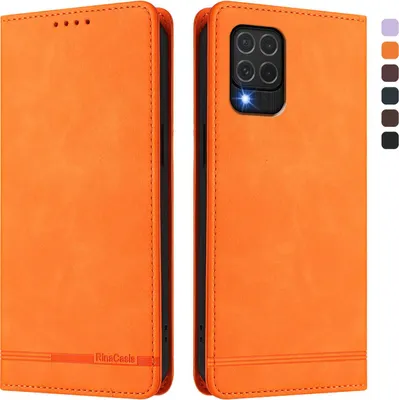 Produktbild von Hülle für Samsung Galaxy M62, Retro Kunstleder Ständer Klapphülle mit Kartenfächer und Magnetische Orange