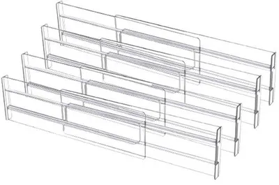 Immagine prodotto di Organizer per cassetti - Plastica trasparente - 27,5-52 cm - Regolabile/estensibile - Per abbigliamento/cucina/bagno/guardaroba