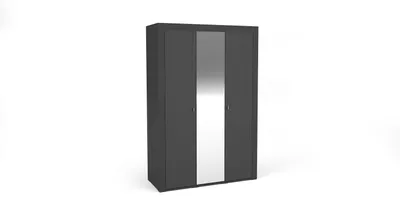 Produktbild von Masseno Drehtürenschrank ZELOS 137,3/206/56cm 3-türig mit Spiegel Schwarz