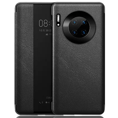 Produktbild von Huawei Mate 30 Pro Hülle, Business Smart View Intelligente Wake up-/Sleep Flip Leder Cover Schutzhülle für Huawei Mate 30 Pro Schwarz