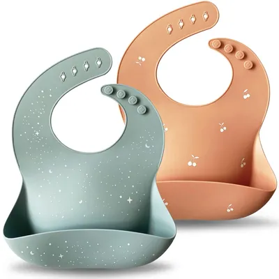 Produktbild von Set mit 2 Silikon-Lätzchen für Babys, BPA-frei