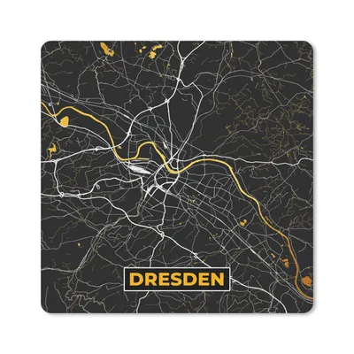 Produktbild von MuchoWow® Mauspad Mousepad Dresden - Gold - Stadtplan - Karte - Deutschland 30x30 cm - Mousepads - Maus Mat - Pad - Mausunterlage - Gaming