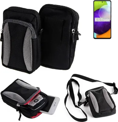 Produktbild von K-S-Trade Holster Schutz Hülle kompatibel mit Samsung Galaxy A52 Handy Hülle Gürteltasche Umhängetasche mit Zusatzfach schwarz
