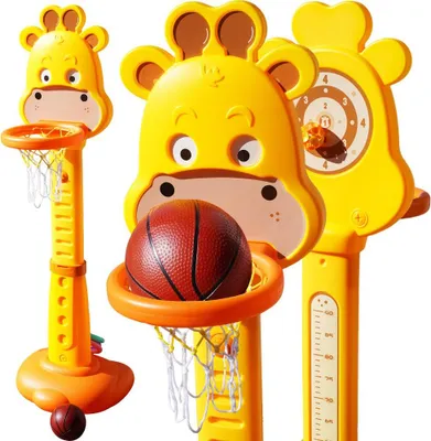Produktbild von Basketball-Set Giraffenkorb Einstellbare Melodien 3 Spiele + Bälle + Ringe