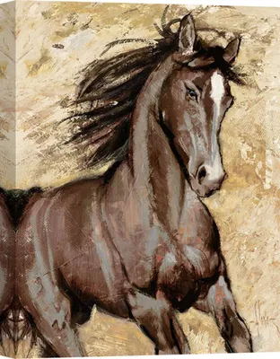 Productafbeelding van Canvas schilderij met paarden – Luigi Florio, Majestueus – 60x40 cm
