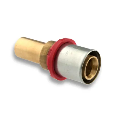 Produktbild von TDM Pressfitting Übergangsmuffe – DVGW-, 16 mm x 15 mm, für Aluverbundrohr auf Kupferrohr, geeignet für 2,0 mm Mehrschichtverbundrohr