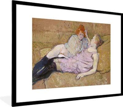 Produktbild von MuchoWow® Gerahmtes Poster Das Sofa - Gemälde von Henri de Toulouse-Lautrec 80x60 cm - Poster mit Schwarzem Bilderrahmen Wandposter Rahmen Foto Bilder - Schlafzimmer-Dekorationen - Fotoposter