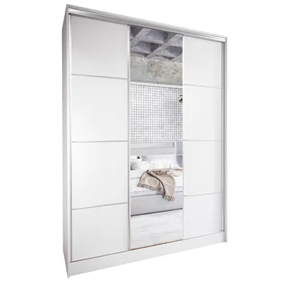 Obrázek produktu pro Skříň s posuvnými dveřmi se zrcadlem a zásuvkami ELIA C 150 bílá