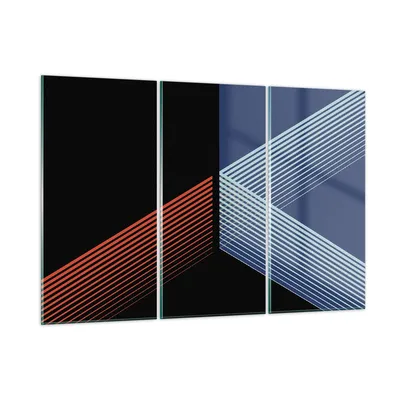 Produktbild von Bilder auf glas - 3 Teile - Abstraktion Schwarz Blau - 105x70cm - Glasbilder - Wandbilder - Bilder - zum Aufhängen bereit - Wanddekoration aus Glas - Glas Bilder - Wandbild auf Glas - GCE105x70-4458