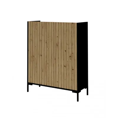 Produktbild von Moderne Kommode LANDO 1 Lamellen Schrank Wohnzimmerschrank Eiche Artisan