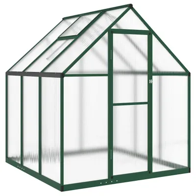 Image de vidaXL Serre avec cadre de fondation vert 169x169x195 cm Aluminimum
