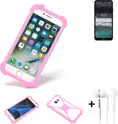 Produktbild von K-S-Trade Bumper + Kopfhörer kompatibel mit Nokia C21 Handy Hülle Schutzhülle Silikon Schutz Hülle Cover Case Silikoncase Silikonbumper TPU