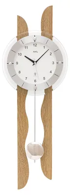 Produktbild von AMS F5239 Pendel-Funkwanduhr mit eichelackiertem Holzgehäuse