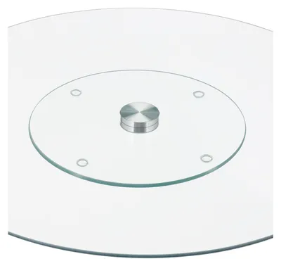 Zdjęcie produktu dla Taca do serwowania Relaxdays XL, obracana o 360°, do serów, przekąsek, ciast, okrągła, ∅ 45 cm, szklana taca do tortów, przezroczysta/srebrna