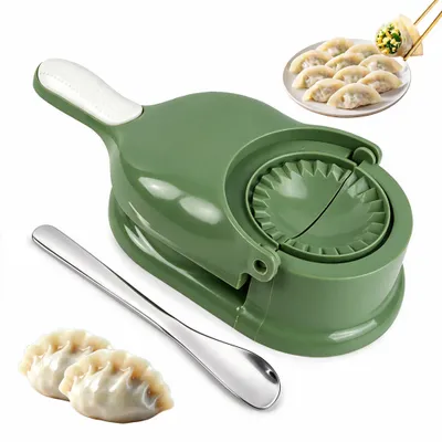 Dumplingformer 2-in-1 mit Edelstahllöffel, Grün