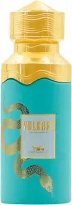 A bottle of perfume with a snake design.