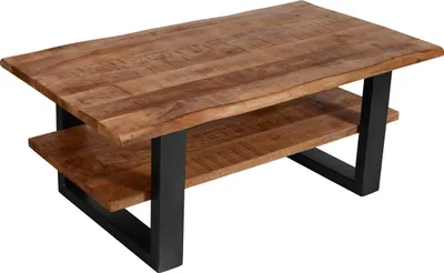 Produktbild von Couchtisch 115 x 65 cm massiv honigfarben Mango schwarz PATRICK