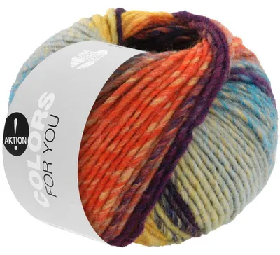Produktbild von Lana Grossa - Colors For You 0151 blaugrau gelb schwarzblau orange weinrot burgund dunkelblau nougat