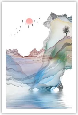 Produktbild von Poster - Poster ohne Rahmen - Wellen Berge Fee - 61x91,5 cm - Wand Bild - Wanddeko - Wandbilder - Kunstposter - Wandposter - Bilder - Kunstdruck - Wanddekoration - Wandbild - P2XPA61x91-4684