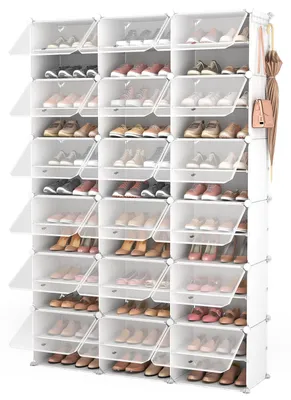 Schuhregal 12 Ebenen, transparent, für 72 Paar, 122x30x183 cm
