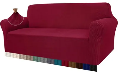 Productafbeelding van Bankhoes, 4-zitter, bordeauxrood, jacquard, stretch, geschikt voor honden en huisdieren