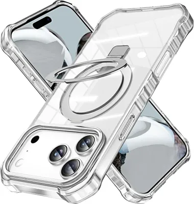 Produktbild von iPhone 17 Pro Max Hülle - Coverup ShockProof TPU Back Cover mit MagSafe Compatible Ring Kickstand - Transparent