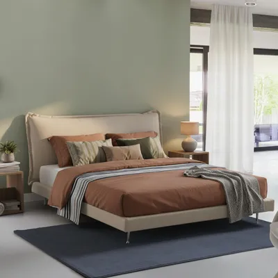 Image de Arcore - Lit Double, Beige, Coffre Fabriqué en Italie