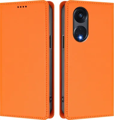 Immagine prodotto di Custodia in pelle per Oppo Reno8 T 5G, custodia flip magnetica in Finto cuoio con supporto Arancione