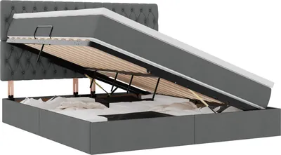 Zdjęcie produktu dla vidaXL Łóżko piętrowe z materacem ciemnoszare 180 x 200 cm tkanina