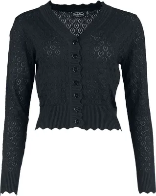 Produktbild von Voodoo Vixen Cardigan Damen Heart Pattern Scallop Edge Cardigan schwarz XXL