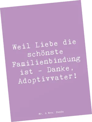 Produktbild von Mr. & Mrs. Panda Postkarte Spruch Danke Adoptivvater - Lavendeltraum - Geschenk, Grußkarte, Familie, Familienbindung, Familienmitglieder, besondere Person, Verwandte