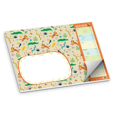 Produktbild von itenga Schreibtischunterlage für Kinder Dschungeltiere DIN A3 50 Blatt
