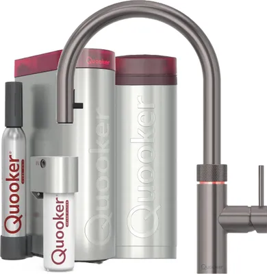 Produktbild von Quooker Flex Round Set mit PRO3 Reservoir & CUBE Gunmetal **inkl. CUBE Filter Starter Paket** FXRGME PRO3 CUBE2 *inkl.