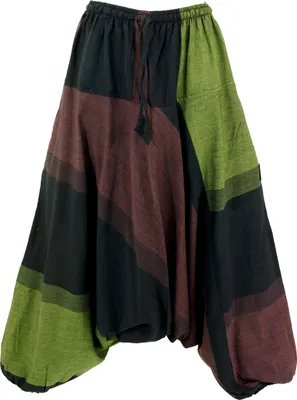 Produktbild von Gestreifte Haremshose, Pluderhose, Boho Pumphose, Aladinhose - Coffee, Damen, Braun, Baumwolle, Hosen