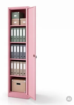 Produktbild von Büroschrank Aktenschrank Metallschrank Lagerschrank 4 Fachböden Flügeltür Pulverbeschichtung Stahlblech 185 cm x 45 cm x 40 cm Farbe: Rosa