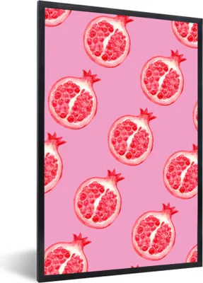 Produktbild von MuchoWow® Gerahmtes Poster Obst - Aquarell - Rosa 60x90 cm - Poster mit Schwarzem Bilderrahmen Wandposter Rahmen Foto Bilder - Kunst