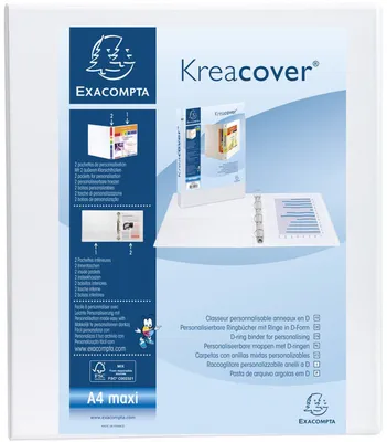 Immagine prodotto di Exacompta 51923E Exacompta Kreacover Ringbuch 2-Ringe weiß 6,4 cm DIN A4, 1 St.