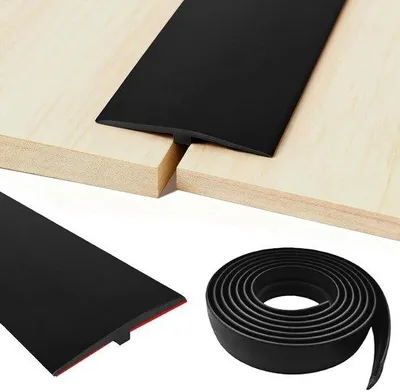 Image de Profilé en T flexible pour jonctions de sol - Autocollant et sans joint - Largeur 5 cm - Noir