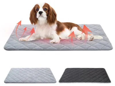 Immagine prodotto di Tappetino per cani e gatti, 75 x 50 cm, grigio, lavabile in lavatrice, antiscivolo, morbido e riscaldante