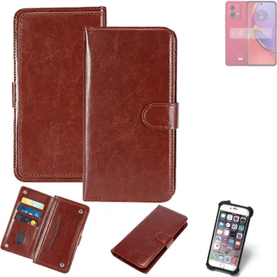Produktbild von K-S-Trade 360° Hülle kompatibel mit Motorola Moto G84 5G braun Kunstleder Case BookCase WalletCase Kunstlederederhülle Handyhülle, Rundumschutz