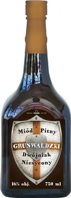 Produktbild von Grunwaldzki Dwojniak Honig (Halber) 0,75L | Met Honigwein Metwein Honigmet | 750 ml | 16% Alkohol | Mazurskie Miody | Geschenkidee | 18+