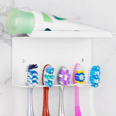 Obrázok produktu pre Držiak na elektrickú zubnú kefku, hliníkový, samolepiaci, do kúpeľne, sprchy, umývárne, biely