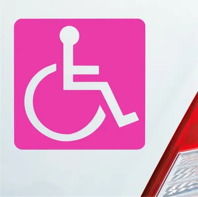 Produktbild von Auto Aufkleber Rollstuhlfahrer Warnhinweis Rollstuhl 10,5x10,5 cm Pink Sticker Heckscheibenaufkleber