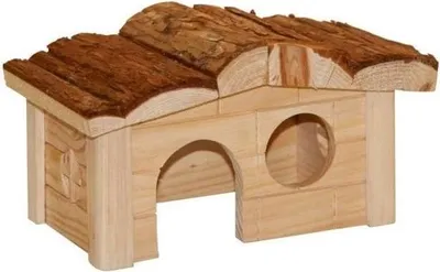 Image de Maison pour Petit Rongeur, KERBL Nature, Bois Naturel, 20 x 14 x 12 cm, Pour Cochon d'Inde