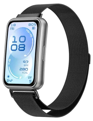 Image de Bracelet métallique pour montre connectée Huawei Band 11 / 11 Pro / 10 Mesh, noir, à fermeture magnétique