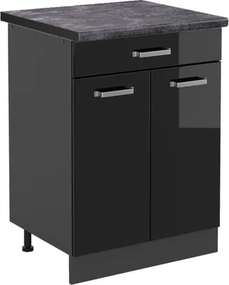 Produktbild von Küchenunterschrank Vicco R-Line Schwarz Hochglanz 60 cm , AP Anthrazit, Model 46131