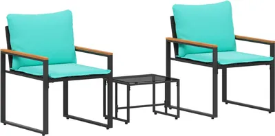 Immagine prodotto di Set di Mobili con cuscino 3 pcs Nero e Turchese Rattan